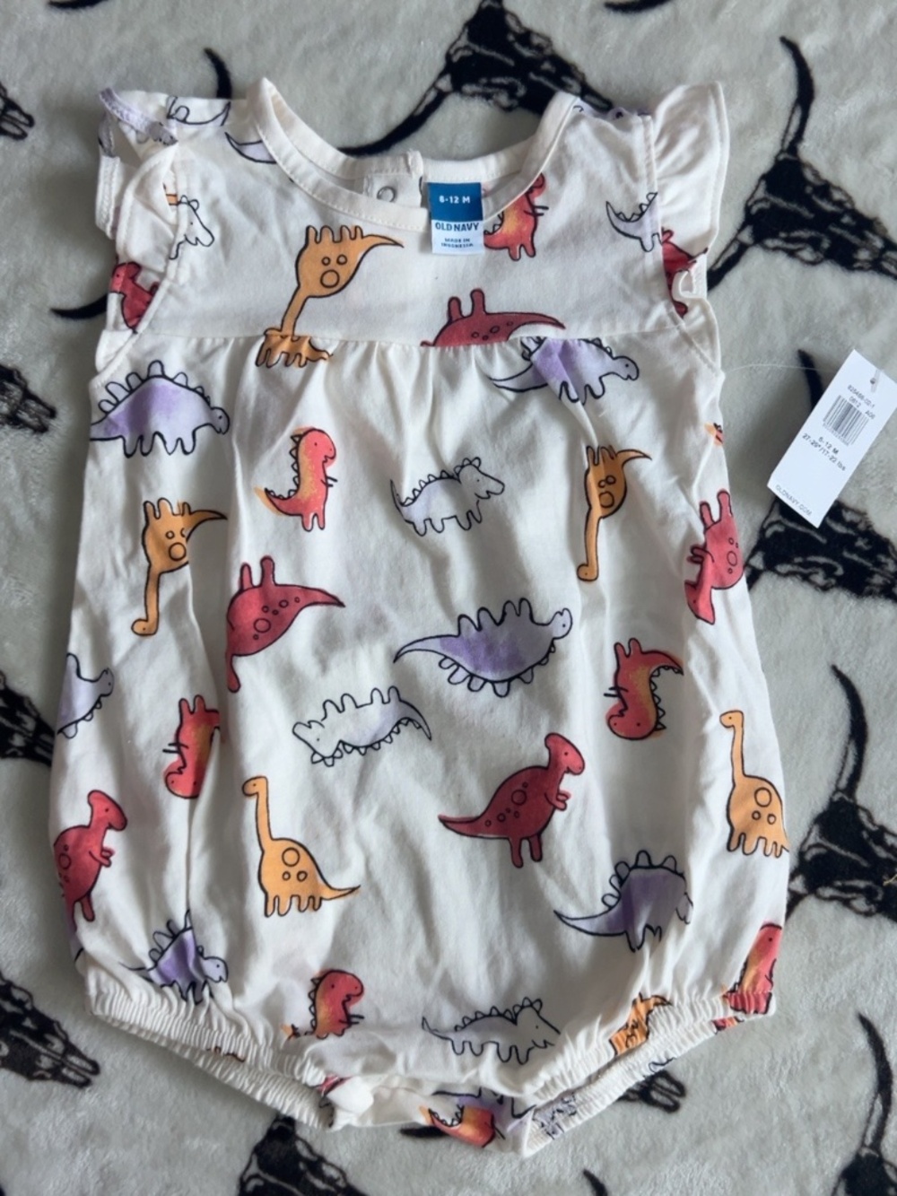 NWT Old Navy Baby Dinosaur Bubble Romper 6-12M 100% Cotton